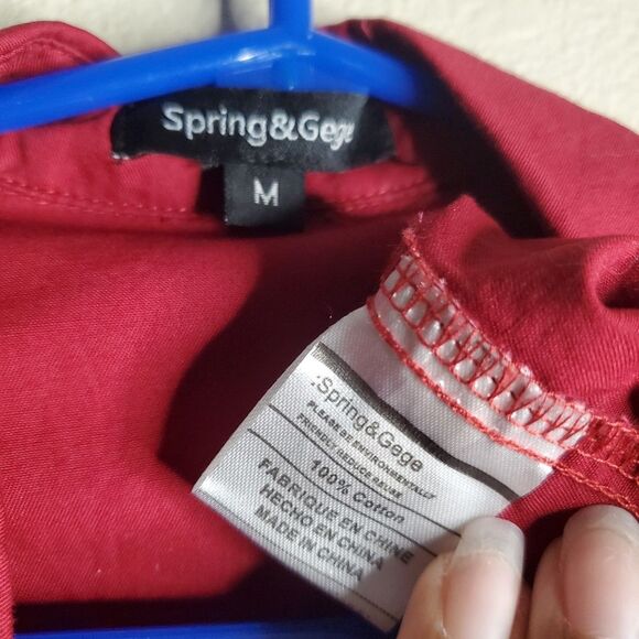 Spring & Gege Boys Preppy Formal Button Up Dress Shirt Burgundy Size Medium - Picture 5 of 11